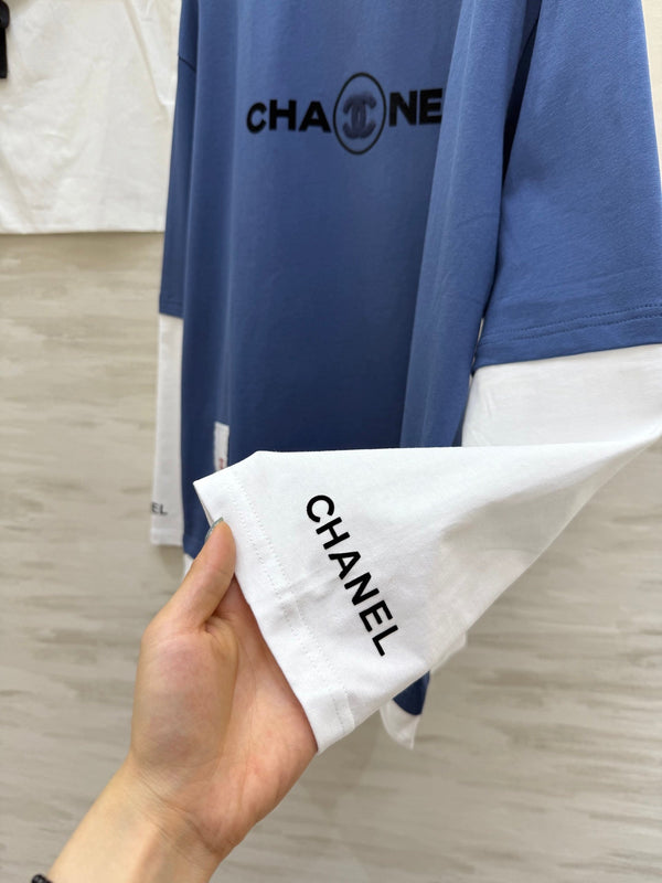 CC 25 Fake Two-Piece Design Long-Sleeved Sweater