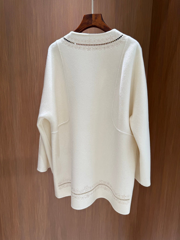 HM Couture Embroidered Cashmere Black Long Coat