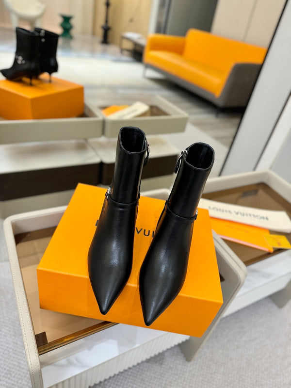 LV 6AM Ankle Boots 55mm Heel Black Calfskin 504810