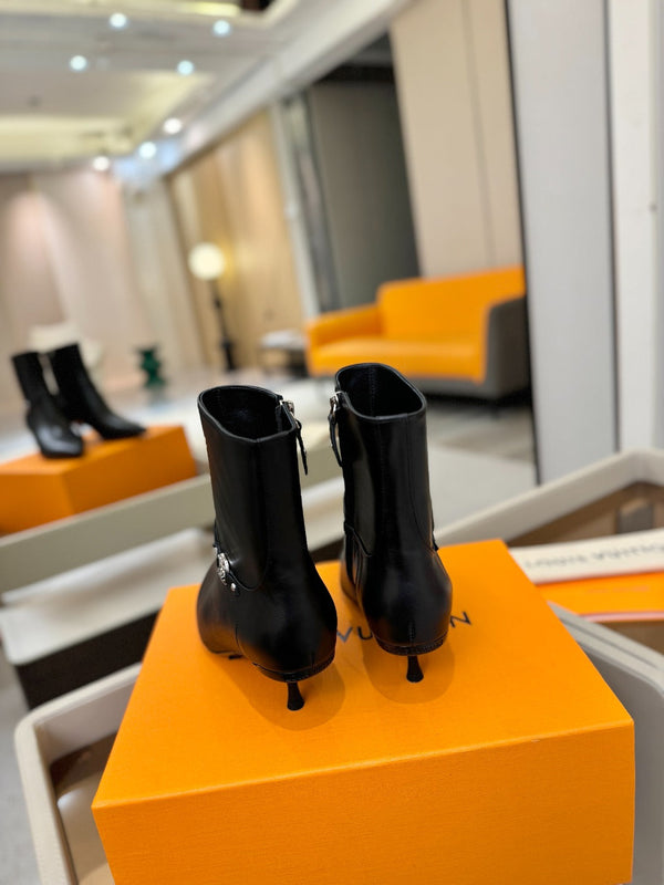 LV 6AM Ankle Boots 55mm Heel Black Calfskin 504810