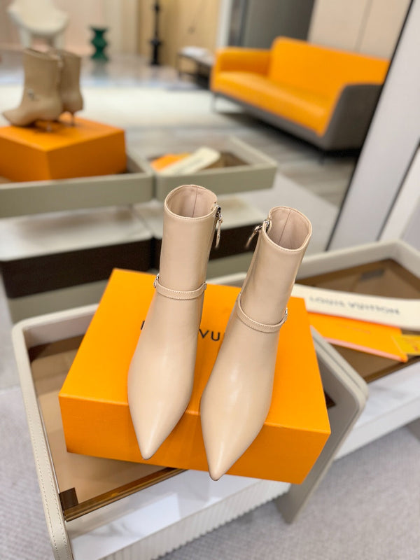 LV 6AM Ankle Boots 55mm Heel Cream Calfskin 504809