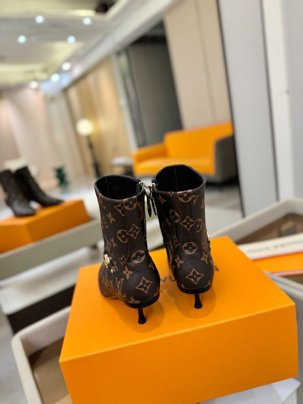 LV 6AM Ankle Boots 55mm Heel Brown Monogram 504808