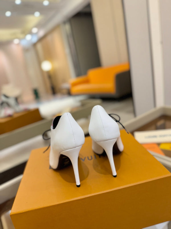 LV Ankle Boot 90mm White Calfskin Mix Cherry Blossom Monogram 504794