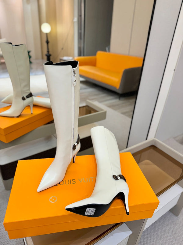 LV Legacy High Boot 90mm White Caflskin 504738
