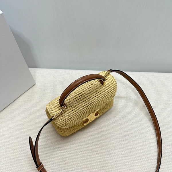 Celin Teen Nino Triumphal Arch Raffia Woven Handbag 128751