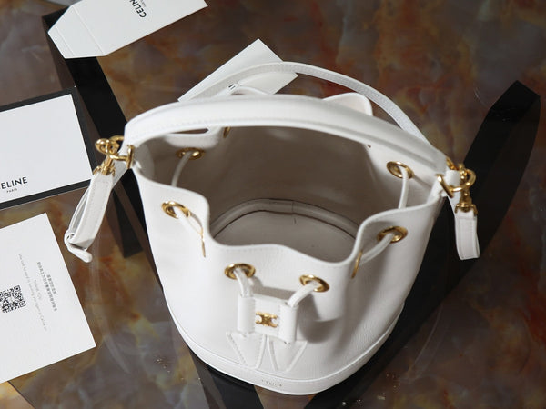 Celin Teen Clara Bag White Grained Calfskin 131627