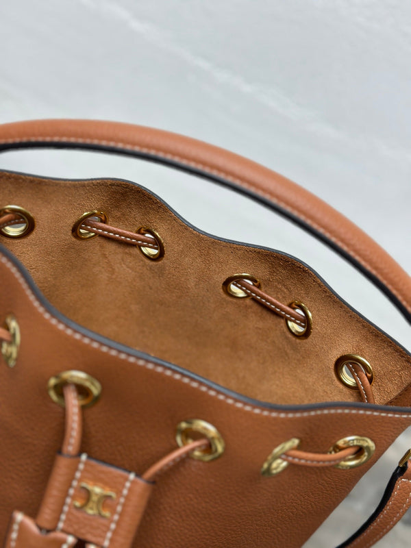 Celin Teen Clara Bag Brown Grained Calfskin 131626