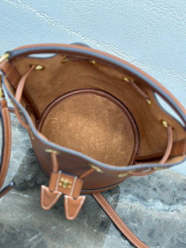 Celin Teen Clara Bag Brown Grained Calfskin 131626