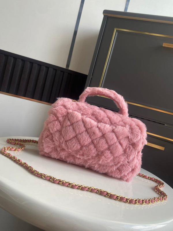 Mini CF 25 Flap Bag Pink Shearling