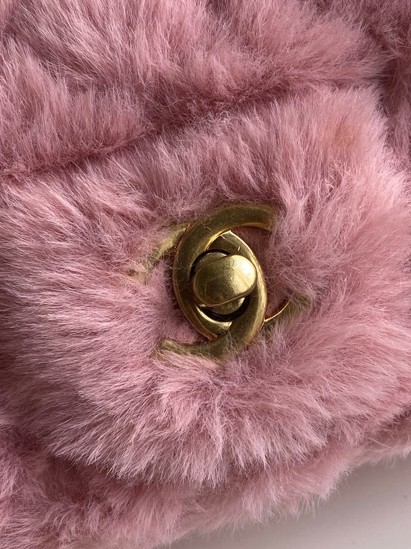 Mini CF 25 Flap Bag Pink Shearling
