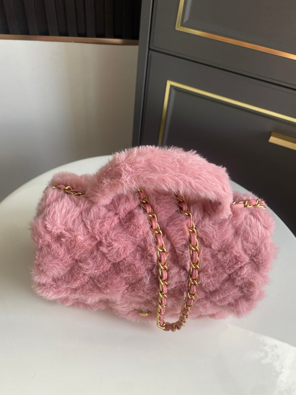 Mini CF 25 Flap Bag Pink Shearling