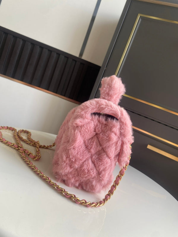 Mini CF 25 Flap Bag Pink Shearling