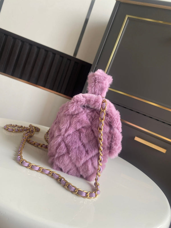 Mini CF 25 Flap Bag Purple Shearling