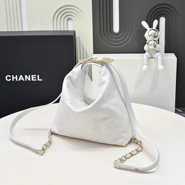 CC 25S Hobo Bag Runway Style Backpack in White Cowhide
