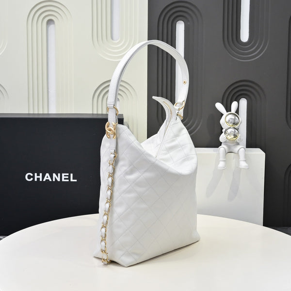 CC 25S Hobo Bag Runway Style Backpack in White Cowhide