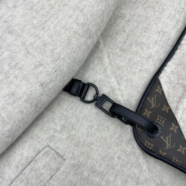 LV 25FW Double-Faced Wool Coat Jacket Lambskin Edge Light Gray 311700