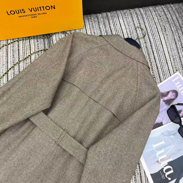 LV 25F Lapel Windbreaker Style Suit Jacket Gray Wool 311589