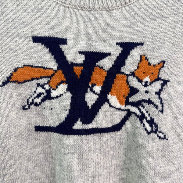 LV 25F Long-Sleeved Pullover Sweater Gray Wool 308067