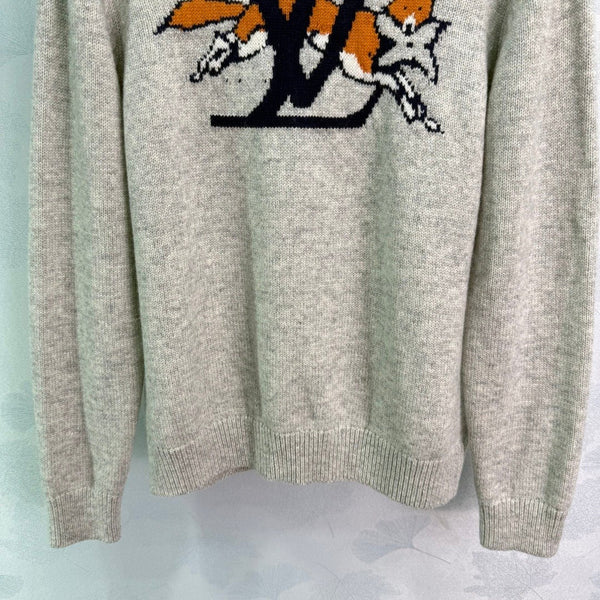 LV 25F Long-Sleeved Pullover Sweater Gray Wool 308067