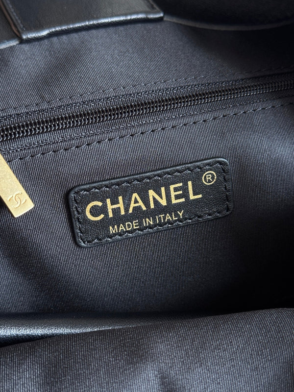 CC 25A Small Tote 36cm Chocolate Brown Suede Black Calfskin