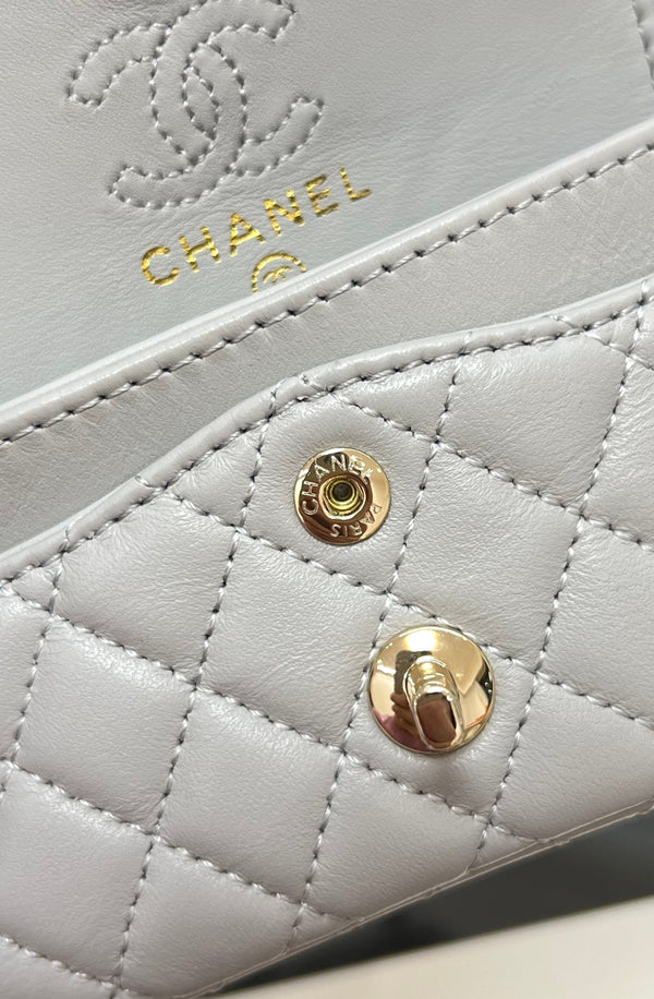 CC 25A Super Mini Bag 12.5cm Light Gray Lambskin