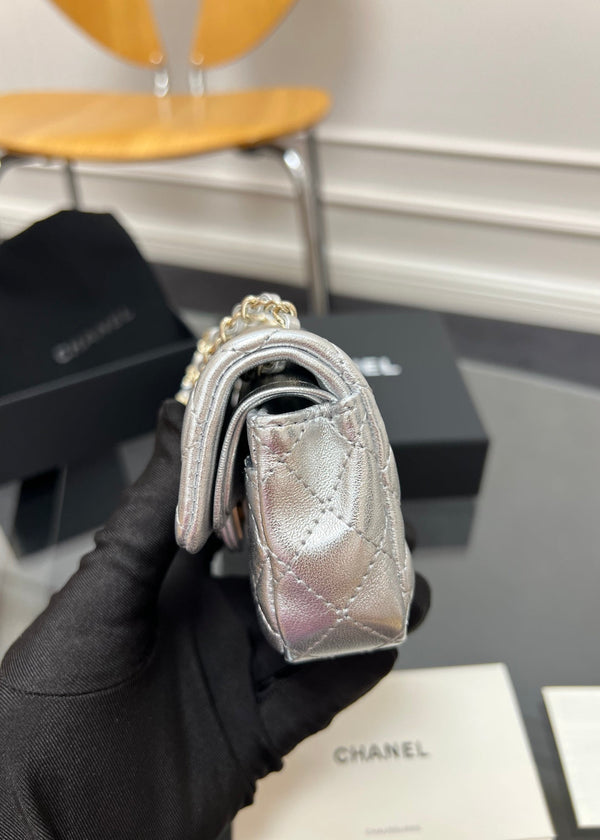 CC 25A Super Mini Bag 12.5cm Silver Lambskin