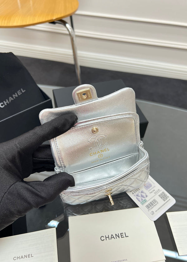 CC 25A Super Mini Bag 12.5cm Silver Lambskin