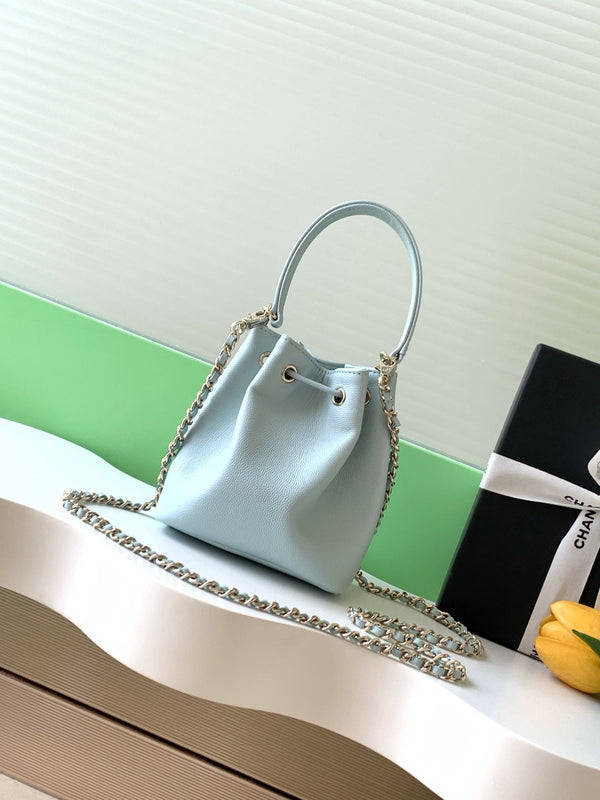 CC 22B Mini Chain 12.5cm Buckle Bag Cloud Blue Calfskin