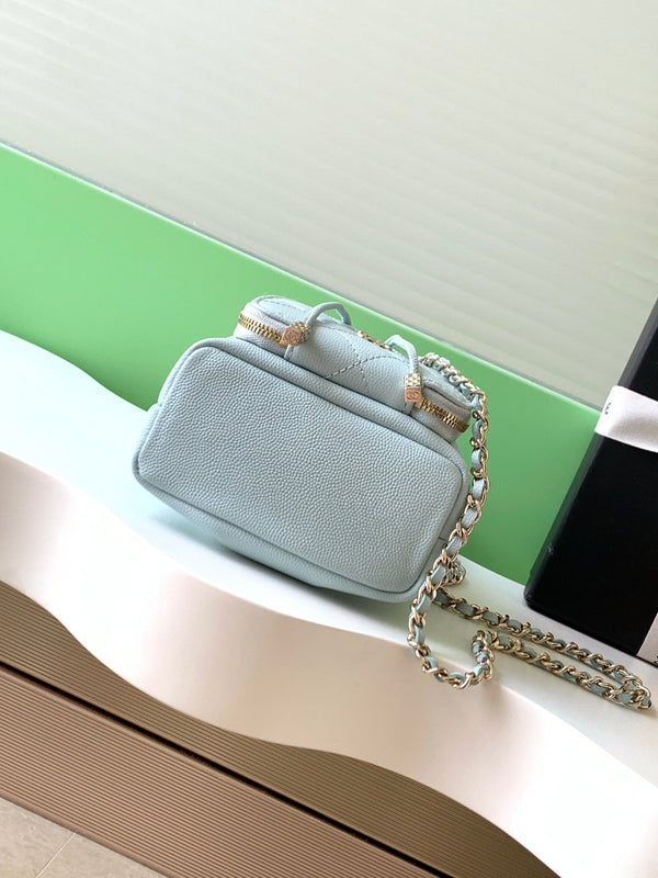 CC 22B Mini Chain 12.5cm Buckle Bag Cloud Blue Calfskin