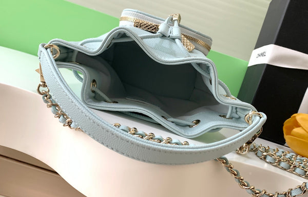 CC 22B Mini Chain 12.5cm Buckle Bag Cloud Blue Calfskin