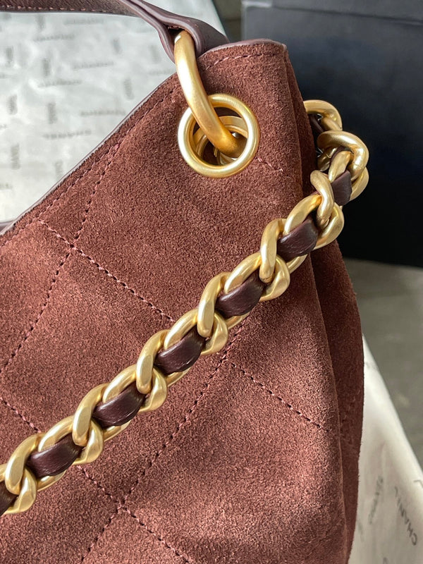 CC 25A Tote Bag 33cm Dark Brown Suede