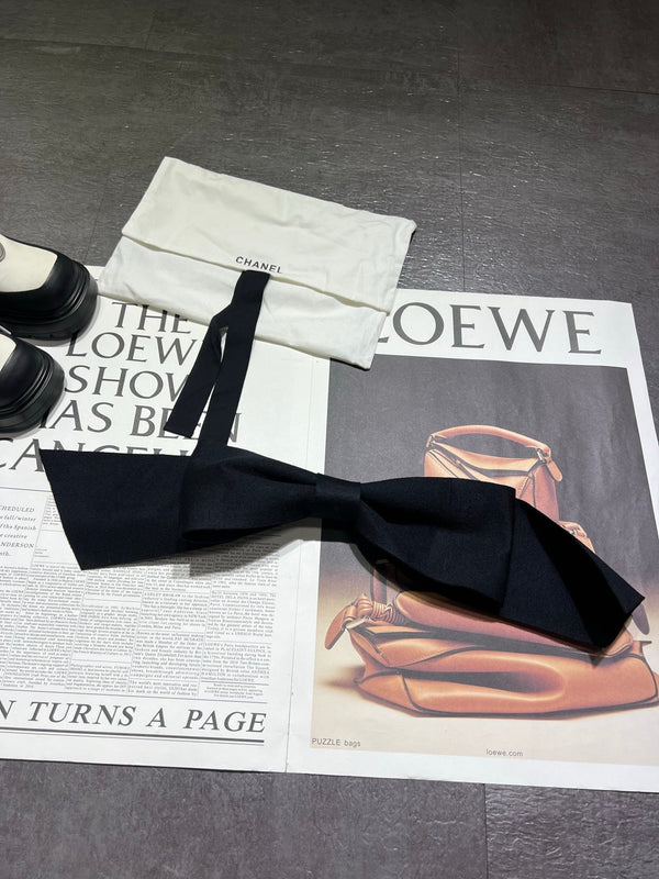 CC 25K Bow Series Off-Shoulder Dress Black Wool