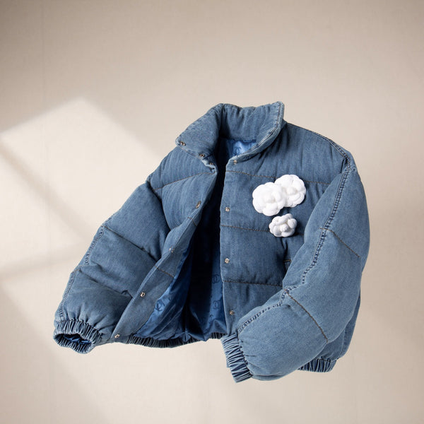 CC 24AW Jennie Denim Down Jacket With Camellias