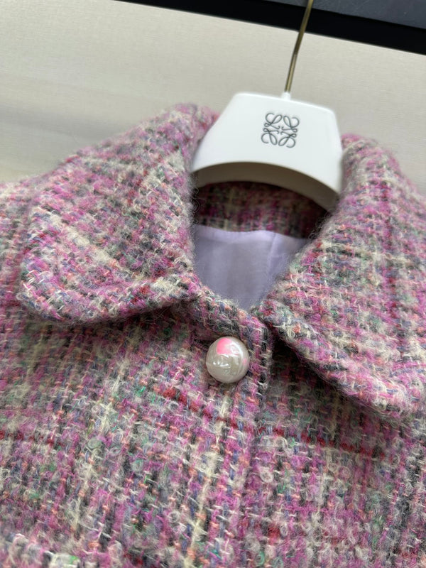 CC 25B Pink Tweed Long Coat