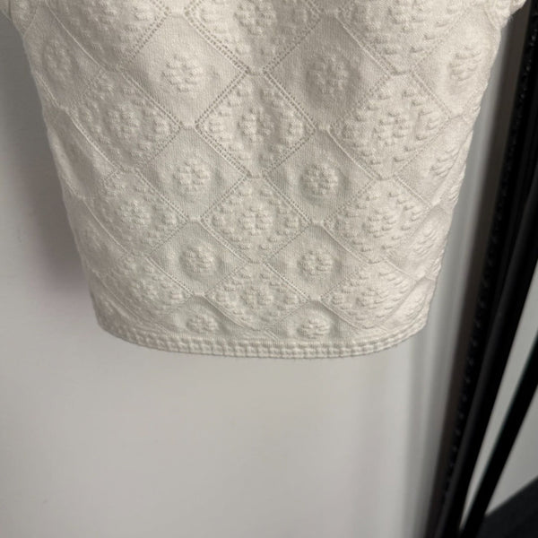 CC Diamond Logo Embellished Off-the-Shoulder Knit Camisole