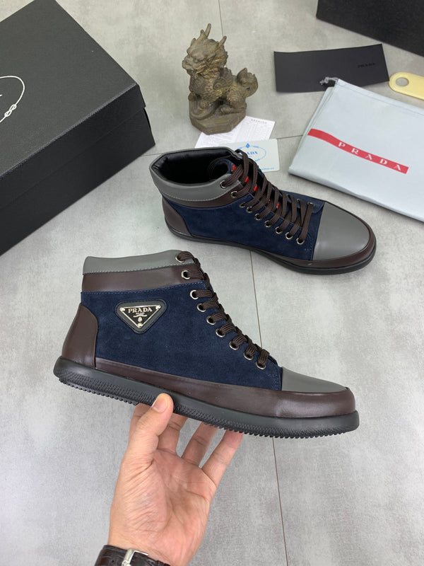 Pra high-top blue mix brown gray calfskin 820246
