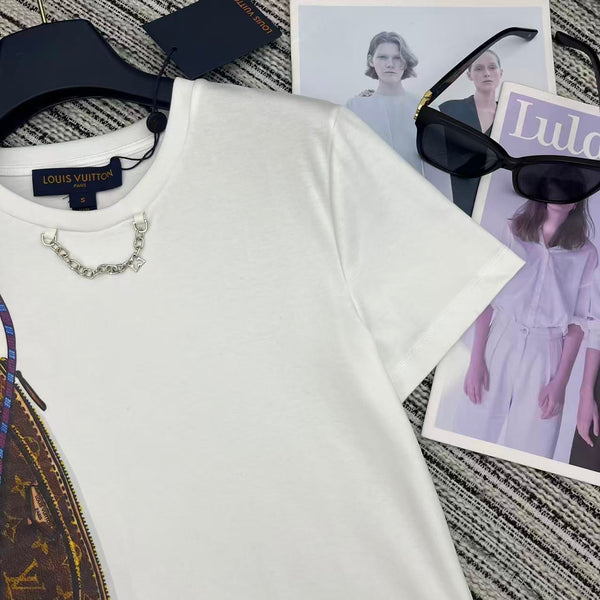 LV 25Ss Monogram 3D Crossbody Bag Metal Chain White Cotton T-Shirt