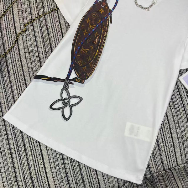 LV 25Ss Monogram 3D Crossbody Bag Metal Chain White Cotton T-Shirt