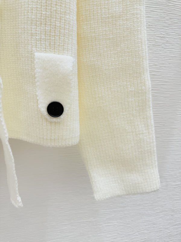 Loewe Solid Turtleneck Wool Knit Long-Sleeved Cardigan