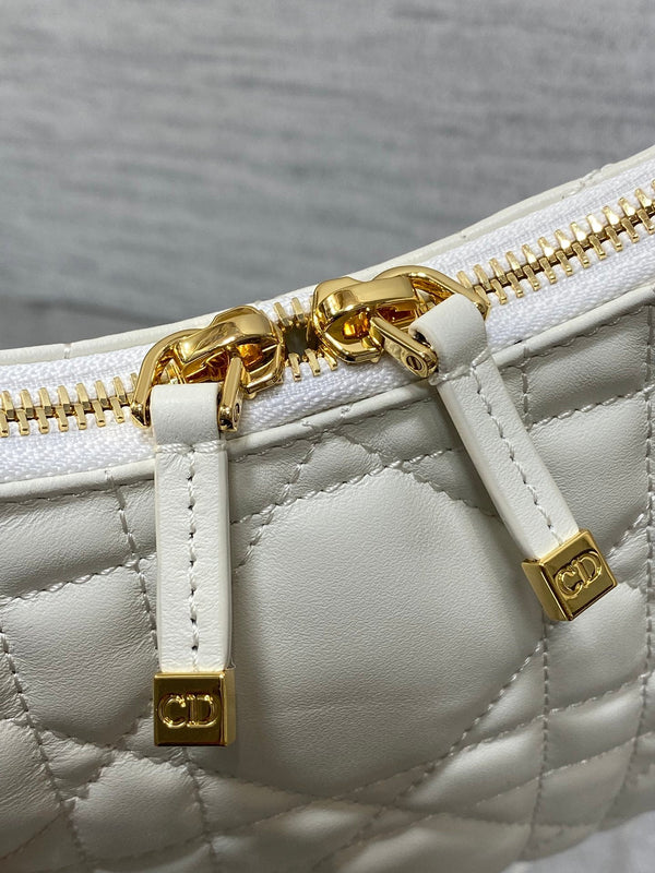 CD Shoulder Bag 19cm white lambskin GHW
