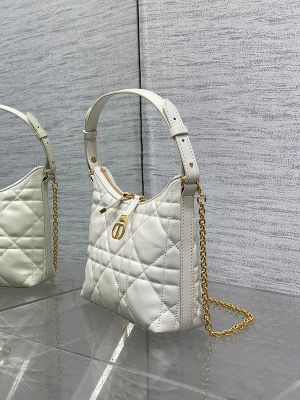 CD Shoulder Bag 19cm white lambskin GHW