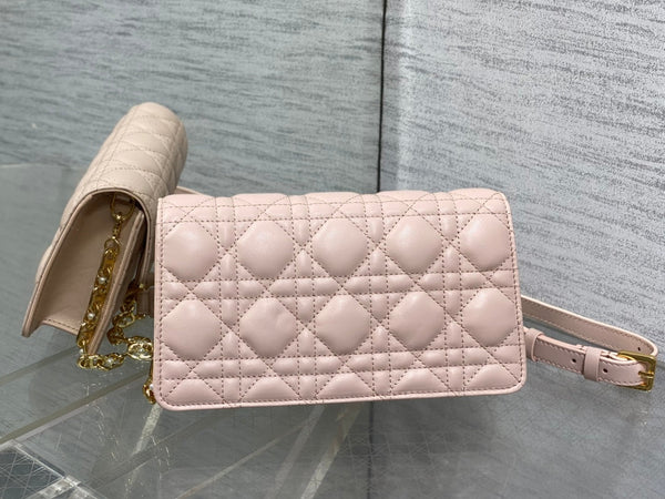 CD Pearl Chain Bag Pink 21cm Lambskin