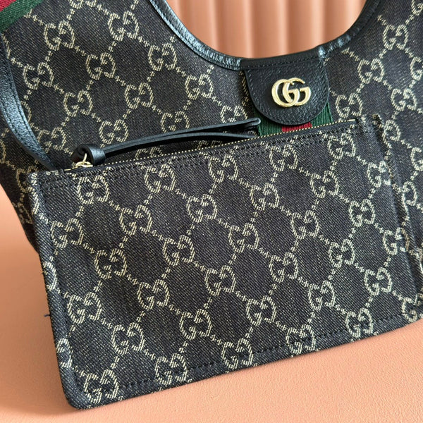 GG Giglio 26 Detachable Clutch Tote Bag 25cm Black Canvas Light Gold Hardware