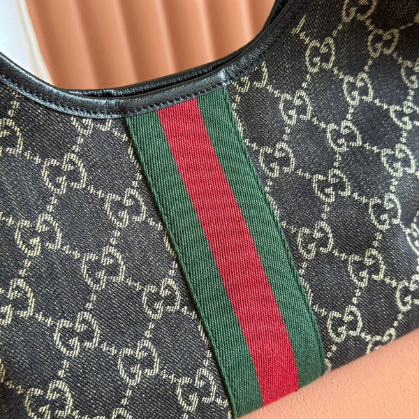 GG Giglio 26 Detachable Clutch Tote Bag 25cm Black Canvas Light Gold Hardware