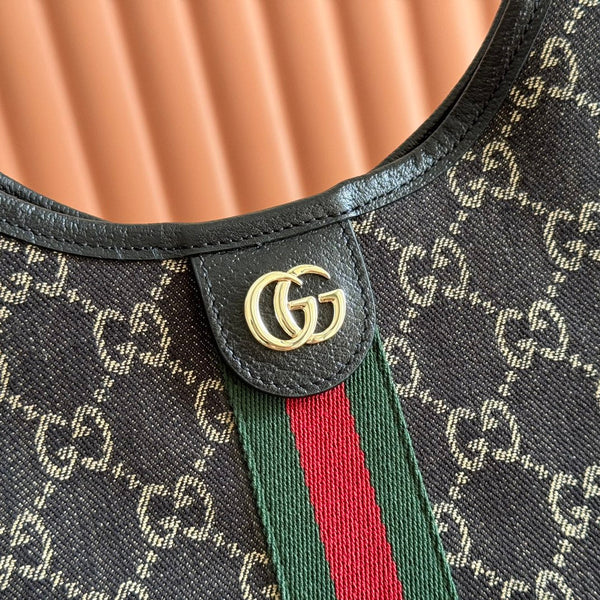 GG Giglio 26 Detachable Clutch Tote Bag 50cm Black Canvas Light Gold Hardware