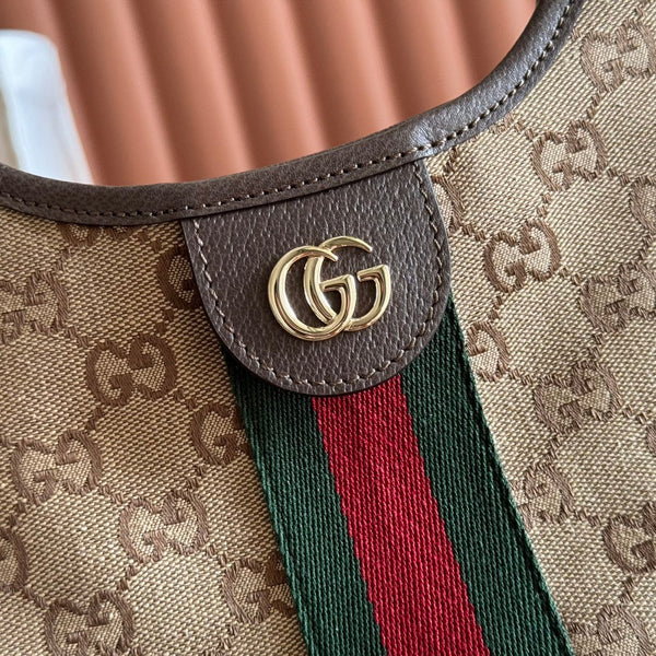 GG Giglio Detachable Clutch 35cm Beige Canvas Light Gold Hardware