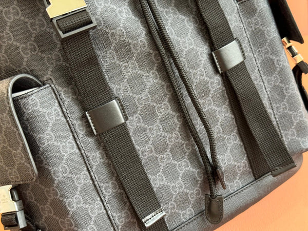 GG Side Pocket Backpack Black Supreme Canvas