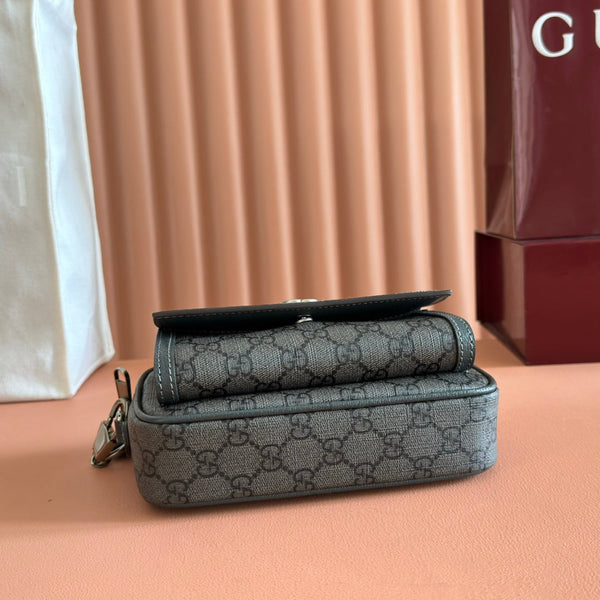 GG Ophidia GG Mini Handbag 20cm Dark Grey Supreme Canvas