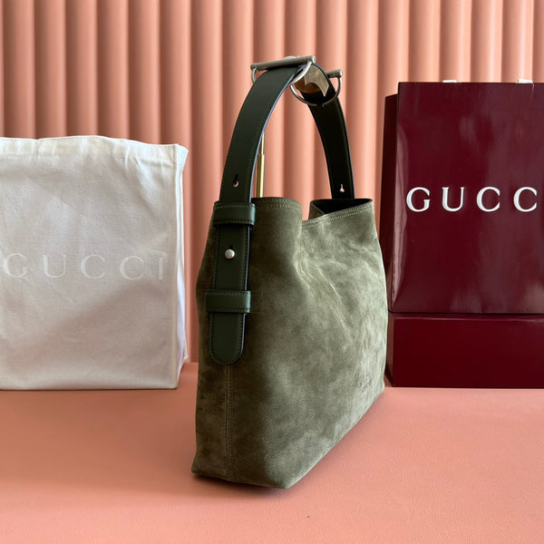 GG 25FW Beatrix Handbag 35cm Moss Green Suede SHW