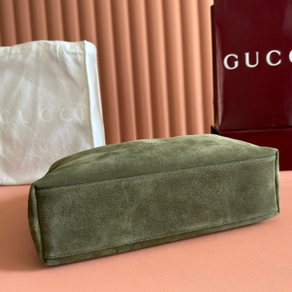 GG 25FW Beatrix Handbag 35cm Moss Green Suede SHW